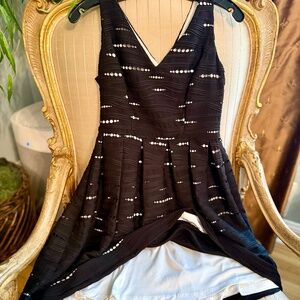 SEXY BLACK & WHITE DRESS WITH SLIP/LINER SIZE 2 FREE SHIPPING!
